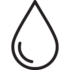 A simple water drop icon with a clean and minimalist design, representing purity, freshness, and the essence of liquid isolated on white background