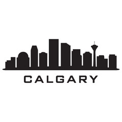 Obraz premium Calgary skyline silhouette. Landscape Calgary, Alberta. Vector illustration. Vector black silhouette. with white background.