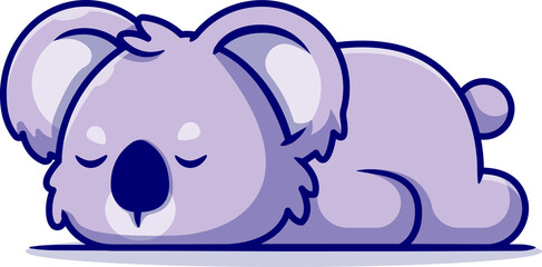 illustration of a purple sleeping koala