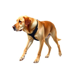 Photo of dog a labrador retriever, walking on a leash isolated on transparent background