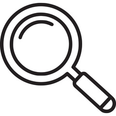 Magnifying glass icon isolated on white background, a tool for search, research, and investigation, offering a closer look and detailed view in a minimalist design