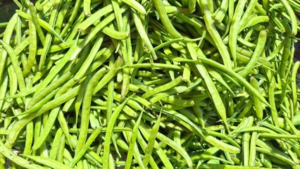 Glossy Green Beans Grouped Together – High-Quality Organic Veggies, Natural Food Photography, Healthy Diet, Farm Fresh Texture