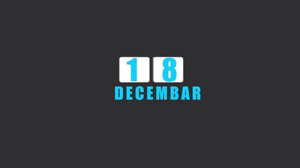December 18th Date Displayed on White Blocks with Blue Text calendar eighteen . 4k video