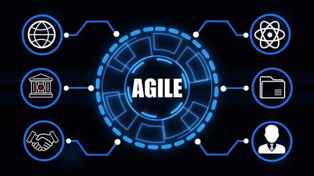 Digital Network Connecting Business and Science Icons with AGL Initials technology connection . 4k video