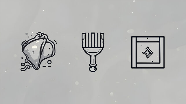 set of 3 linear icons from religion concept. outline icons such as conch shell, gragger, halakha vector