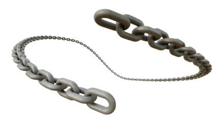 Curved Metal Chain Isolated on White Background for Industrial and Design Use