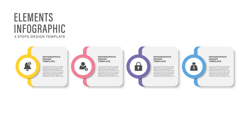 Data visualization, 4 steps infographic. Business and marketing infographic layout.