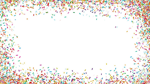 birthday sprinkles border frame on transparent background