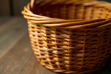 wicker basket on a wooden table