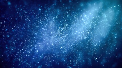 Abstract Blue Nebula with Glittering Particles, Cosmic Dust Cloud, Galaxy Background for Science, Space, and Technology