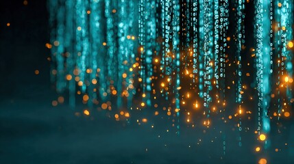 Digital Data Stream: Abstract Binary Code Visualization for Technology, Cybersecurity, and Financial Markets