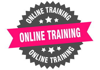 online training. online training round pink label isolated on transparent background