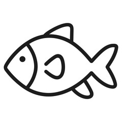 Simple outline illustration of fish with fins and tail isolated on white background