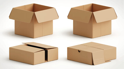 Cardboard boxes open and closed shipping boxes packaging