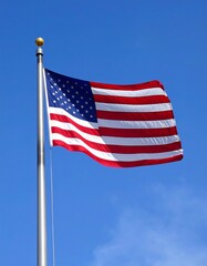 Obraz premium American flag waving in the sky (2)