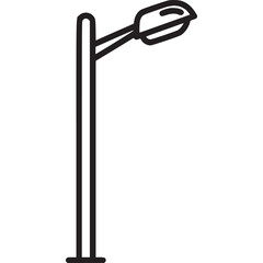 A minimalist line art illustration of a street light pole, isolated on white background, showcasing a simple and modern design suitable for urban planning and wayfinding applications