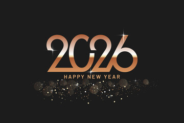2026 Happy New Year Abstract Shiny Gold Wave Design Element for Festive Celebration Theme