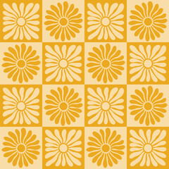 Pattern Sun Summer Abstract Retro Beach. Modern seamless print with sunshine and abstract florals. Ideal for summer branding, event graphics, and fashion accessories. Boho Sun Abstract Bg.