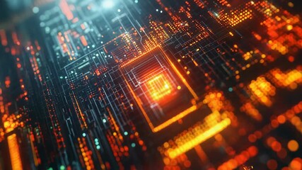 Quantum computing processor sending data through futuristic circuitry - Powered by Adobe