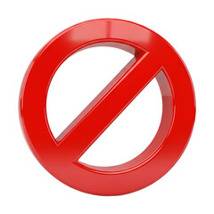 3D Render Red No Sign Icon Isolated on White Background