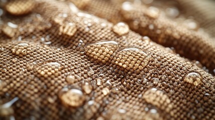 Close-Up of Brown Fabric with Water Drops for Design Projects