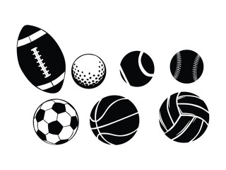 set of balls for sports isolated with white background 