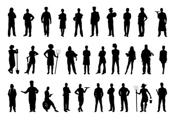 Silhouette of people occupation set.