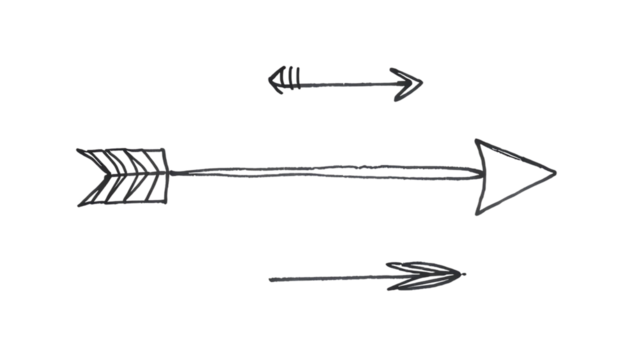 Hand drawn arrow doodle cut out element set isolated on white background