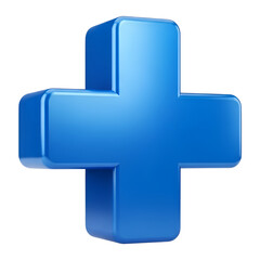 Obraz premium Blue Plus sign cross symbol icon 3d illustration isolated on transparent background