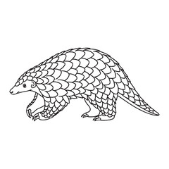 Smooth Pangolin Line Art – Pangolin Vector Illustration Balanced Wildlife Drawing – Pangolin Drawing – Line Art Drawing of Pangolin – Pangolin Icon

