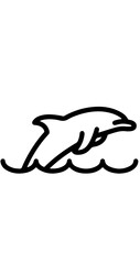 Obraz premium Jumping Dolphin in water Outline Icon in Black and White