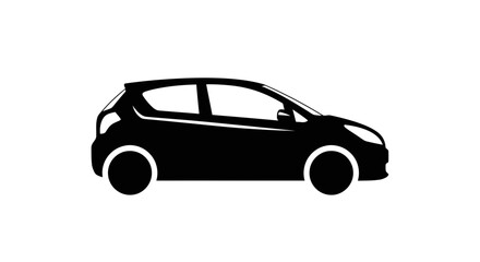 Compact Hatchback Car Silhouette Icon: Urban Travel and Transport