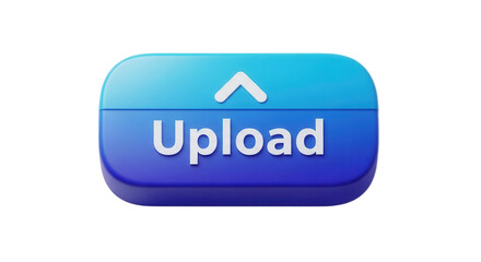 Blue Upload Button on transparent background, Featuring Arrow Icon