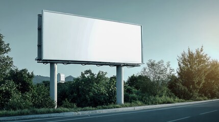 Obraz premium Blank Billboard Mockup Along Roadside: Outdoor Advertising Space for Campaigns and Marketing Messages