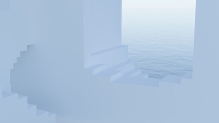 Obraz premium Geometric composition featuring a minimalist, abstract space with light blue tones