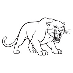 Refined Panther Line Art – Panther Vector Illustration Elegant Drawing with Sleek Body – Panther Drawing – Line Art Drawing of Panther – Panther Icon

