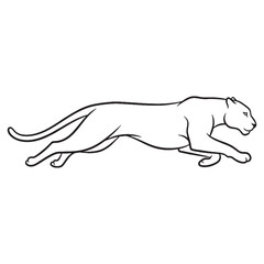 Bold Panther Line Art – Panther Vector Outline Drawing with Sharp Clean Anatomy – Panther Drawing – Vector of Panther – Panther Outline

