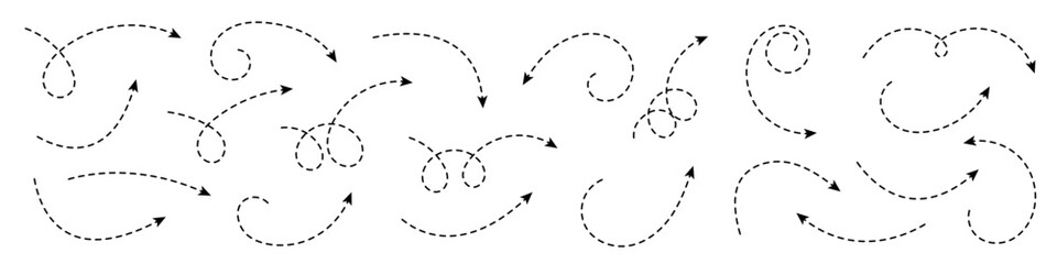 Set of curved arrows with dashed lines.
