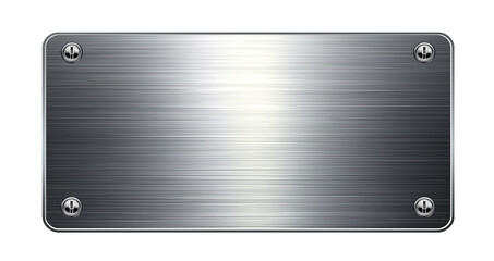 silver shiny blank metal nameplate on transparent background, cutout