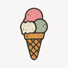 Colorful vintage ice cream illustration.