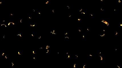 Gold confetti falls on transparent background - Powered by Adobe