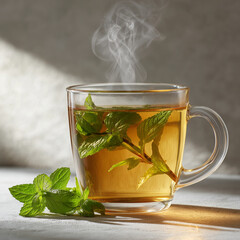 Aromatic Herbal Tea in Glass Cup
