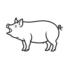 Smooth Pig Line Art – Pig Vector Illustration Fine Drawing with Soft Curves – Pig Drawing – Line Art Drawing of Pig – Pig Icon


