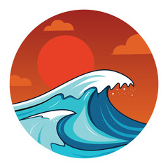 Colorful Seascape with Rolling Waves