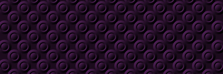 Purple banner suitable for social networks with pattern of circles. Horizontal background, headers, posters, cards, website. Vector illustration