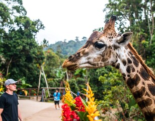 Fototapeta premium Close-up giraffe in jungle setting
