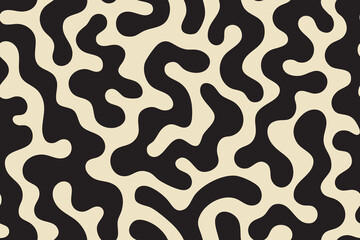 Black and cream organic camouflage seamless pattern