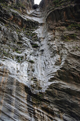 View from narrow passage of Samaria Gorge National Park of Greece on Crete island