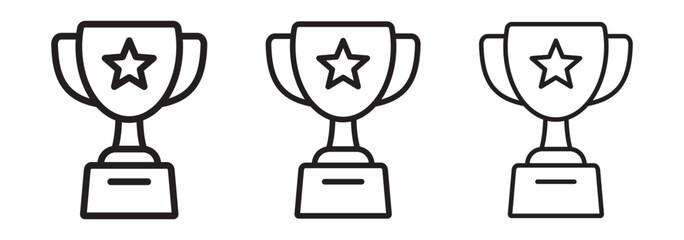 Trophy cup with star line icon, winner cup, victory cup icons.