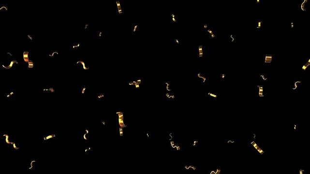 Luxury gold confetti falling on transparent background